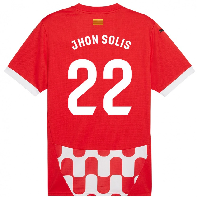 Danxen Enfant Maillot Jhon Solís #22 Rouge Blanc Tenues Domicile 2024/25 T-Shirt