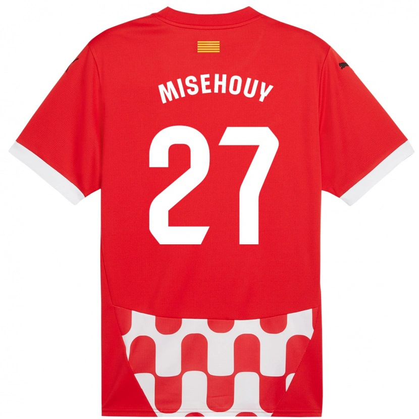 Danxen Enfant Maillot Gabriel Misehouy #27 Rouge Blanc Tenues Domicile 2024/25 T-Shirt