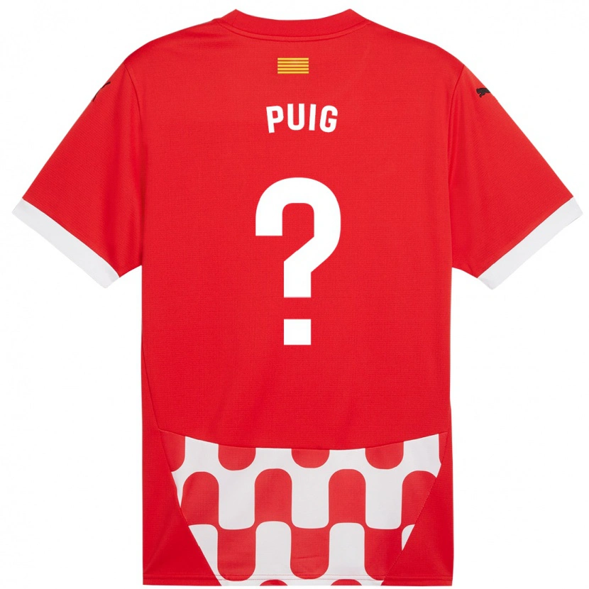 Danxen Enfant Maillot Sergi Puig #0 Rouge Blanc Tenues Domicile 2024/25 T-Shirt