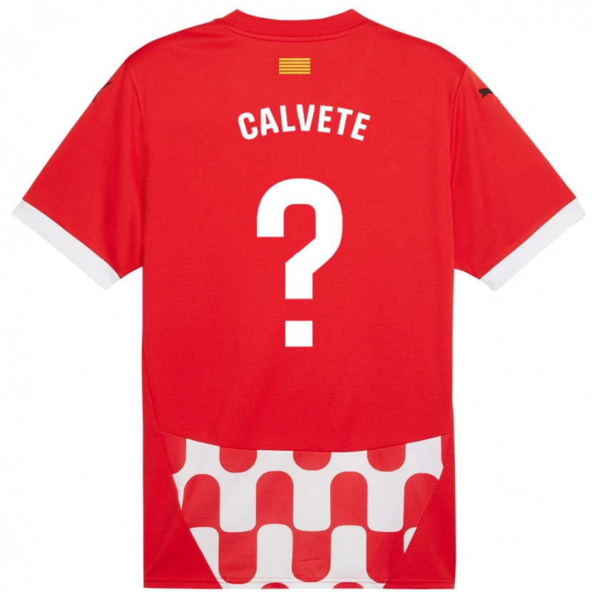 Danxen Enfant Maillot Pablo Calvete #0 Rouge Blanc Tenues Domicile 2024/25 T-Shirt