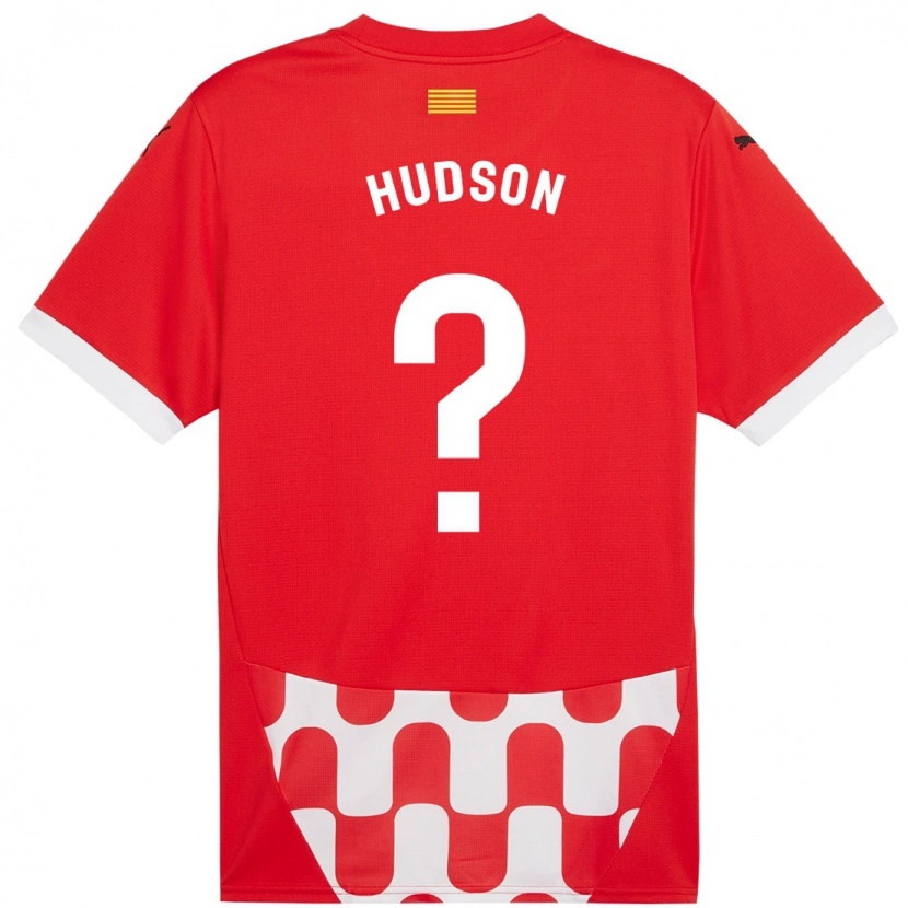 Danxen Enfant Maillot Hudson Davis #0 Rouge Blanc Tenues Domicile 2024/25 T-Shirt