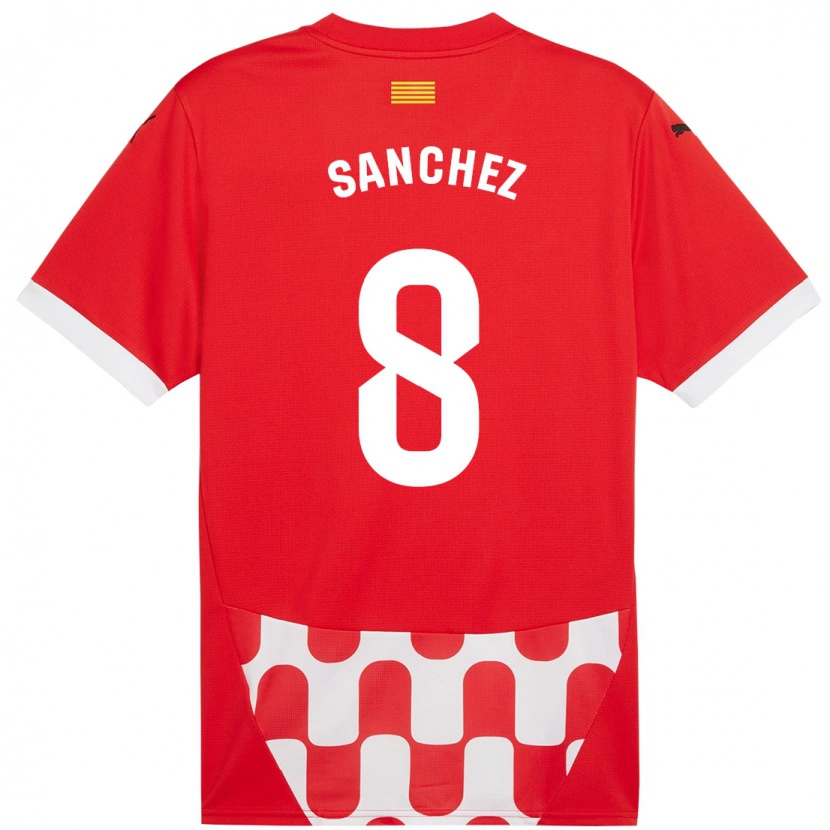 Danxen Enfant Maillot Miguel Ángel Sánchez #8 Rouge Blanc Tenues Domicile 2024/25 T-Shirt