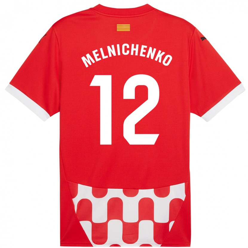 Danxen Enfant Maillot Dmytro Melnichenko #12 Rouge Blanc Tenues Domicile 2024/25 T-Shirt