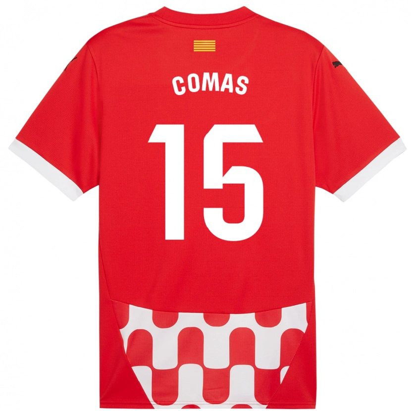 Danxen Enfant Maillot Oriol Comas #15 Rouge Blanc Tenues Domicile 2024/25 T-Shirt