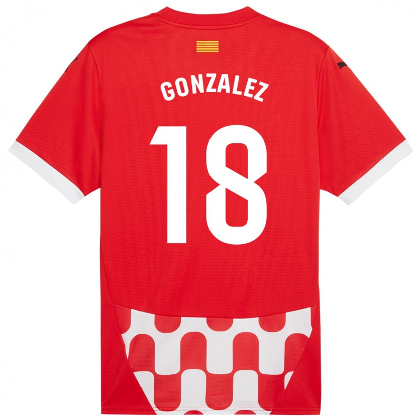 Danxen Enfant Maillot Gerard González #18 Rouge Blanc Tenues Domicile 2024/25 T-Shirt