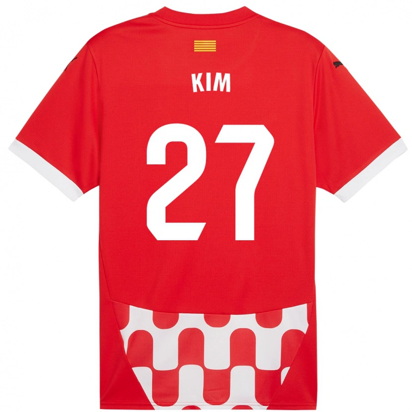 Danxen Enfant Maillot Min-Su Kim #27 Rouge Blanc Tenues Domicile 2024/25 T-Shirt