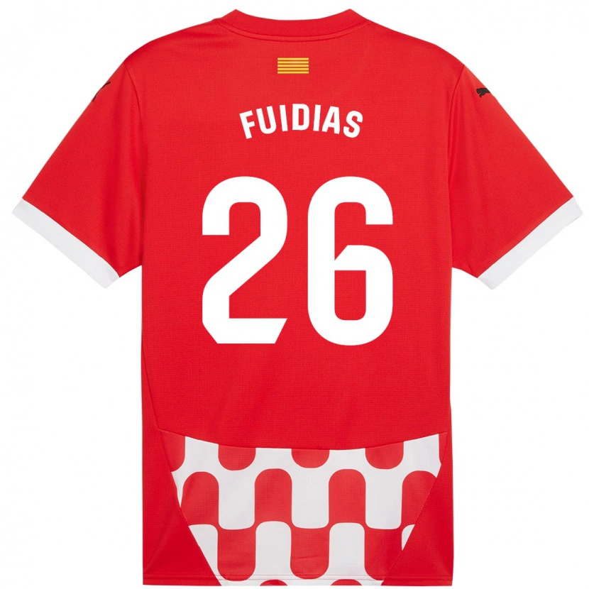 Danxen Enfant Maillot Toni Fuidias #26 Rouge Blanc Tenues Domicile 2024/25 T-Shirt