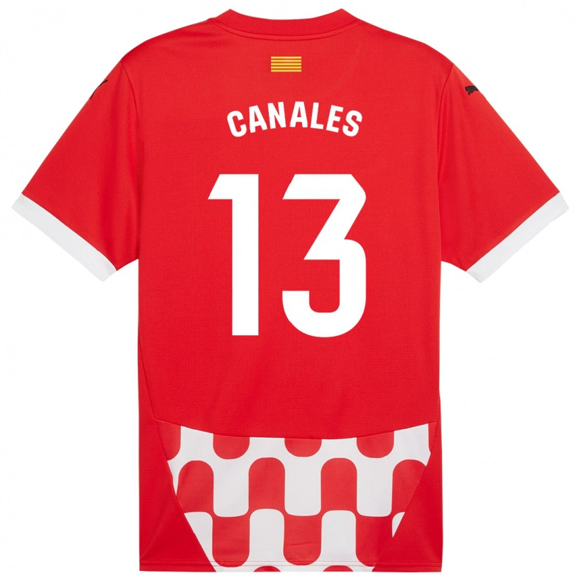 Danxen Enfant Maillot Juanvi Canales #13 Rouge Blanc Tenues Domicile 2024/25 T-Shirt