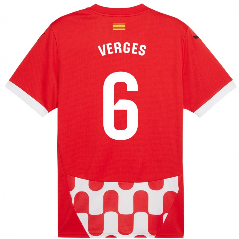 Danxen Enfant Maillot Mar Vergés #6 Rouge Blanc Tenues Domicile 2024/25 T-Shirt