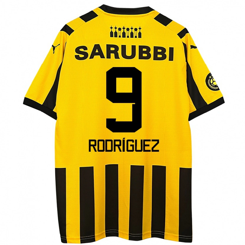 Danxen Enfant Maillot Agustín Rodríguez #9 Jaune Noir Tenues Domicile 2024/25 T-Shirt