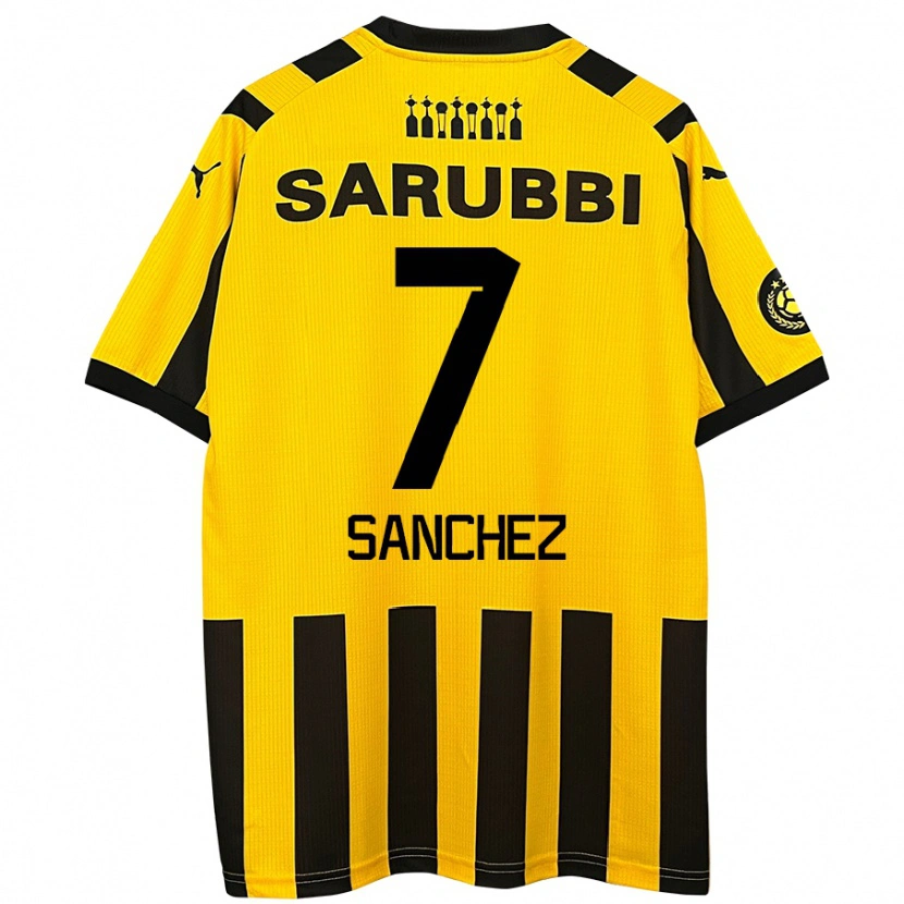 Danxen Enfant Maillot Carlos Sánchez #7 Jaune Noir Tenues Domicile 2024/25 T-Shirt