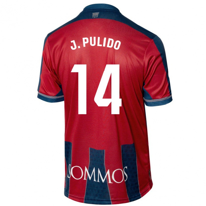 Danxen Enfant Maillot Jorge Pulido #14 Rouge Bleu Tenues Domicile 2024/25 T-Shirt