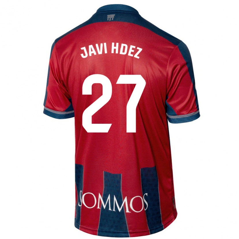 Danxen Enfant Maillot Javi Hernández #27 Rouge Bleu Tenues Domicile 2024/25 T-Shirt