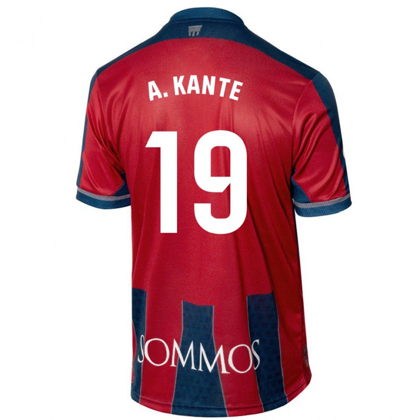 Danxen Enfant Maillot Abou Kanté #19 Rouge Bleu Tenues Domicile 2024/25 T-Shirt