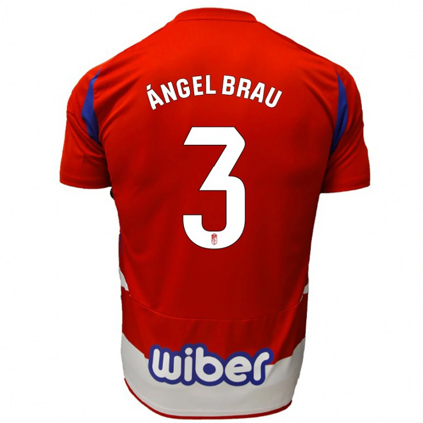 Danxen Enfant Maillot Miguel Ángel Brau #3 Rouge Blanc Bleu Tenues Domicile 2024/25 T-Shirt