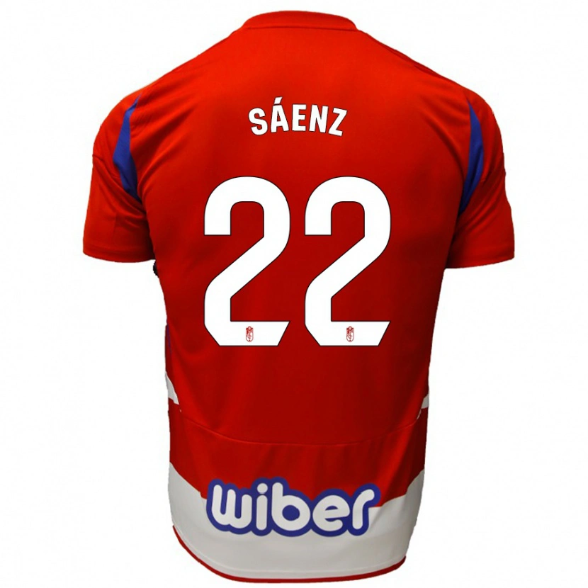 Danxen Enfant Maillot Pablo Sáenz #22 Rouge Blanc Bleu Tenues Domicile 2024/25 T-Shirt