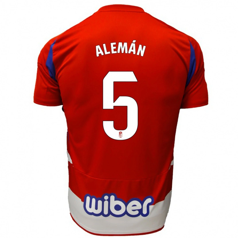 Danxen Enfant Maillot Carlos Alemán #5 Rouge Blanc Bleu Tenues Domicile 2024/25 T-Shirt