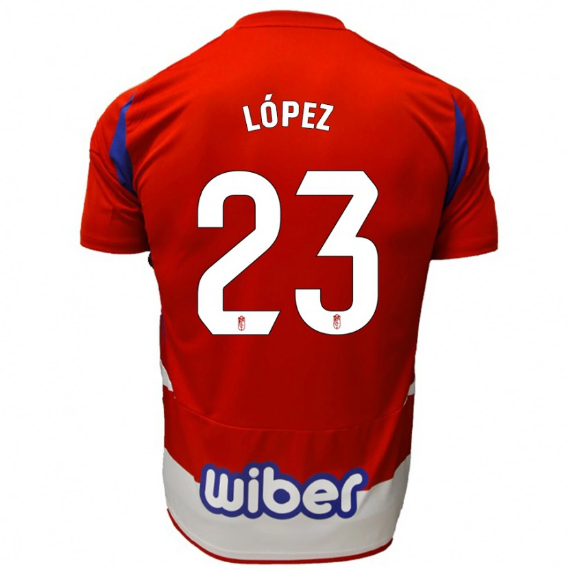 Danxen Enfant Maillot Diego López #23 Rouge Blanc Bleu Tenues Domicile 2024/25 T-Shirt