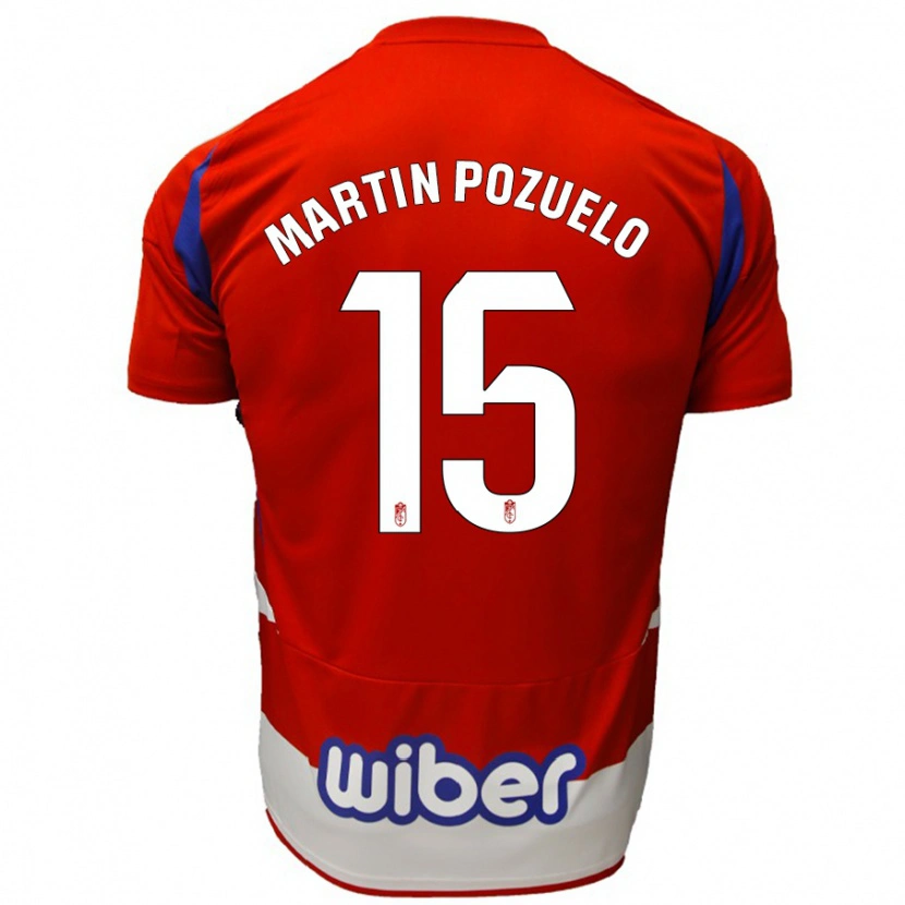 Danxen Enfant Maillot Esther Martín-Pozuelo #15 Rouge Blanc Bleu Tenues Domicile 2024/25 T-Shirt