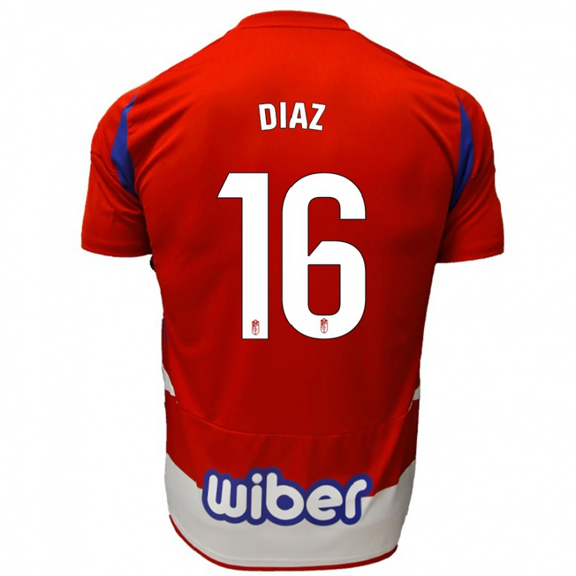 Danxen Enfant Maillot Víctor Díaz #16 Rouge Blanc Bleu Tenues Domicile 2024/25 T-Shirt