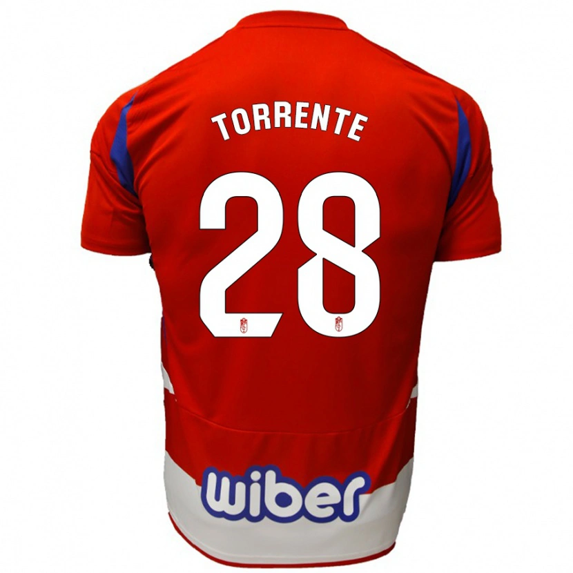 Danxen Enfant Maillot Raúl Torrente #28 Rouge Blanc Bleu Tenues Domicile 2024/25 T-Shirt