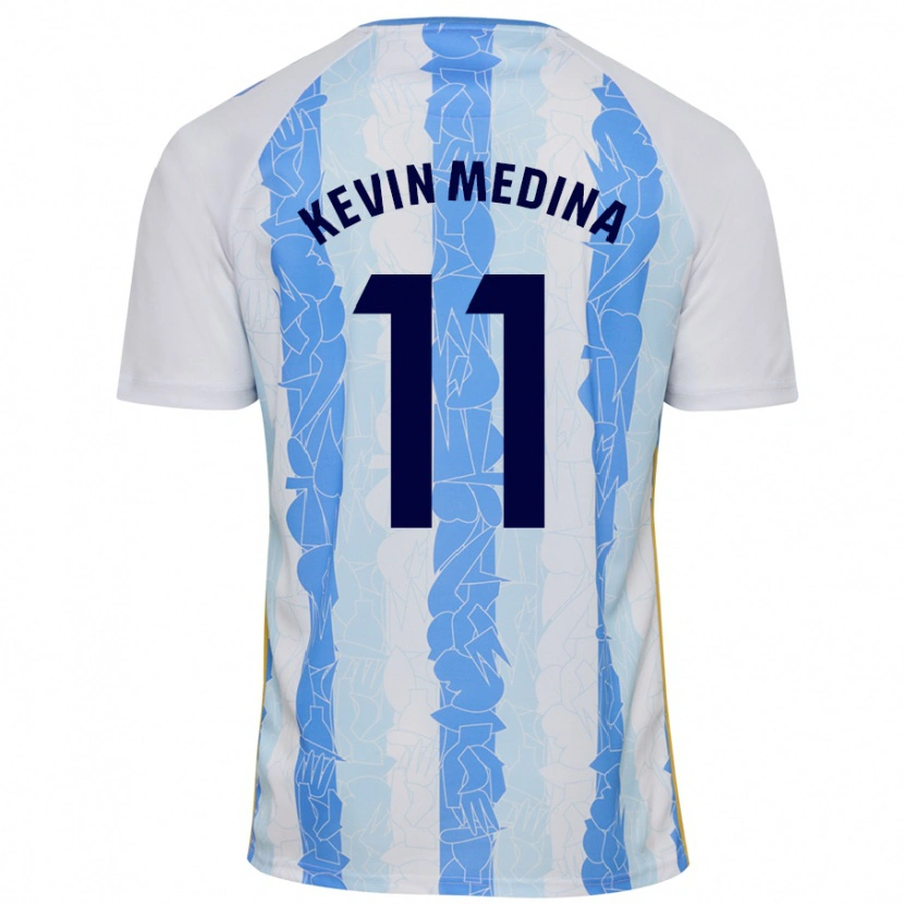 Danxen Enfant Maillot Kevin Medina #11 Blanc Bleu Tenues Domicile 2024/25 T-Shirt