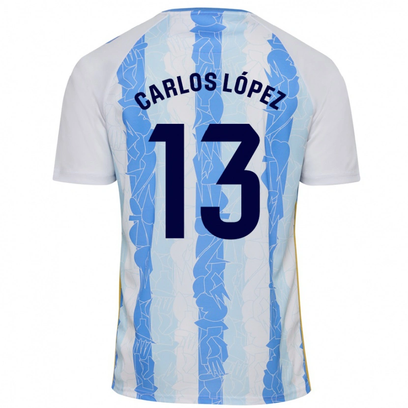 Danxen Enfant Maillot Carlos López #13 Blanc Bleu Tenues Domicile 2024/25 T-Shirt