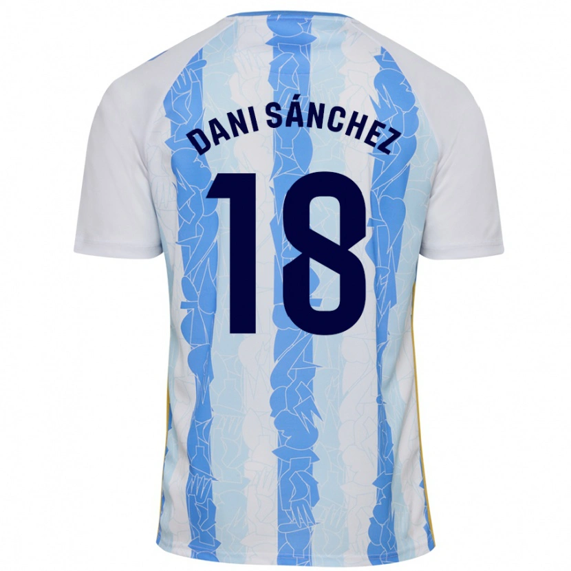 Danxen Enfant Maillot Dani Sánchez #18 Blanc Bleu Tenues Domicile 2024/25 T-Shirt