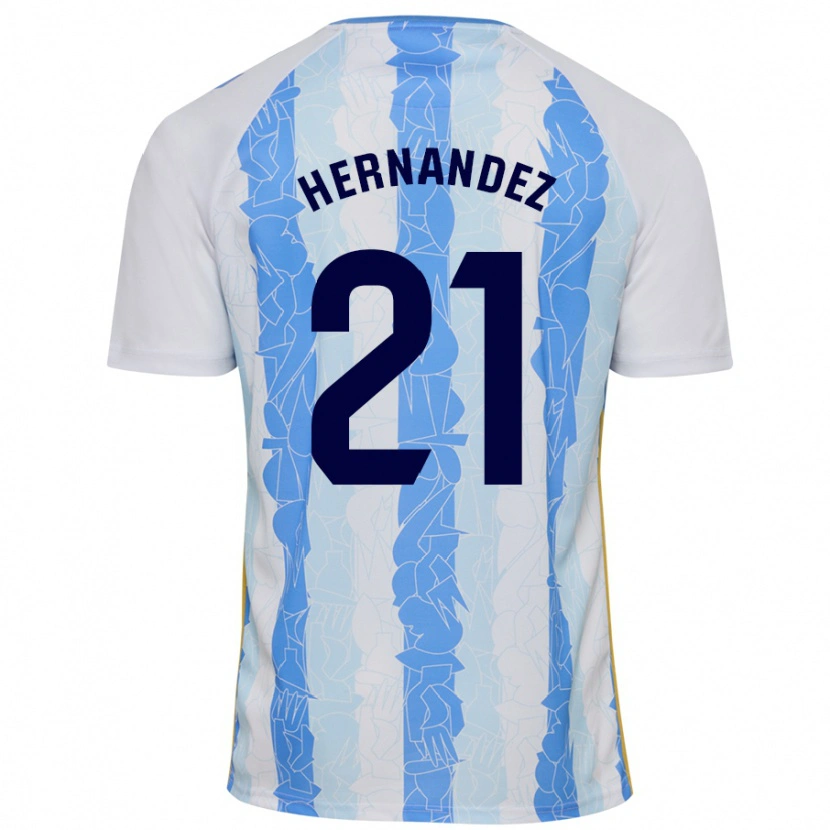 Danxen Enfant Maillot Juan Hernández #21 Blanc Bleu Tenues Domicile 2024/25 T-Shirt