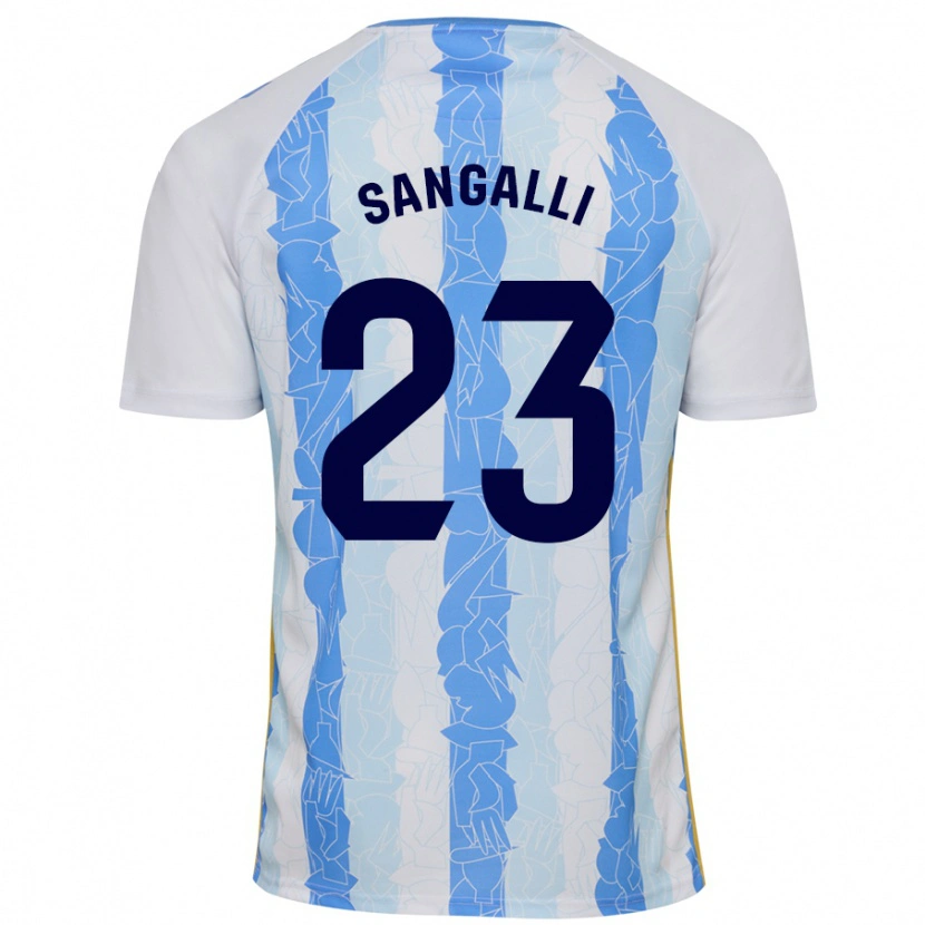 Danxen Enfant Maillot Luca Sangalli #23 Blanc Bleu Tenues Domicile 2024/25 T-Shirt