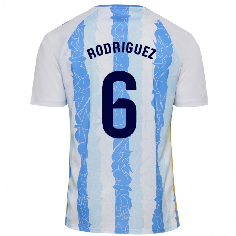 Danxen Enfant Maillot Rafa Rodríguez #6 Blanc Bleu Tenues Domicile 2024/25 T-Shirt