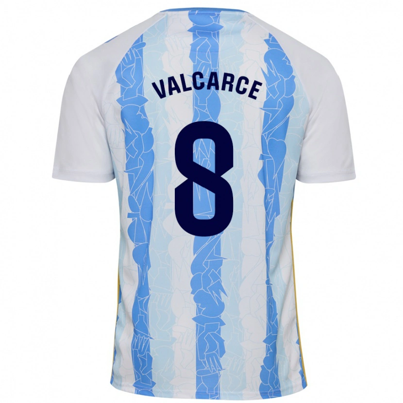 Danxen Enfant Maillot Alejandro Valcarce #8 Blanc Bleu Tenues Domicile 2024/25 T-Shirt