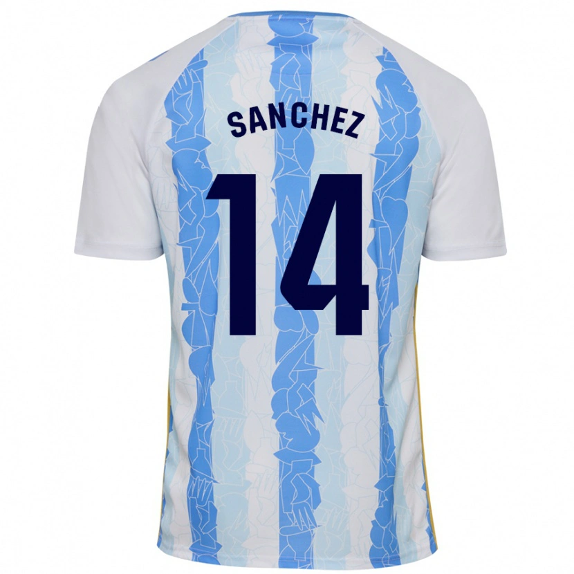 Danxen Enfant Maillot Rubén Sánchez #14 Blanc Bleu Tenues Domicile 2024/25 T-Shirt