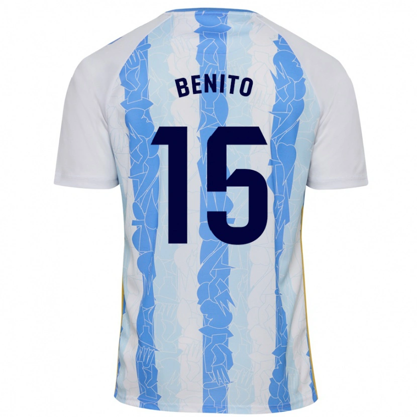 Danxen Enfant Maillot Iván Benito #15 Blanc Bleu Tenues Domicile 2024/25 T-Shirt