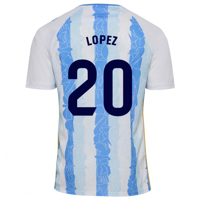 Danxen Enfant Maillot Adri López #20 Blanc Bleu Tenues Domicile 2024/25 T-Shirt