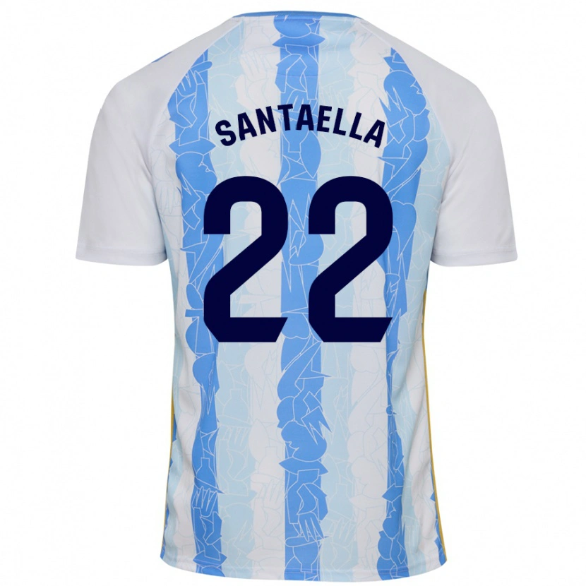 Danxen Enfant Maillot Miguel Ángel Santaella #22 Blanc Bleu Tenues Domicile 2024/25 T-Shirt