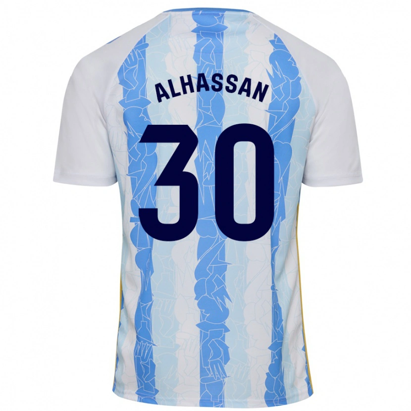 Danxen Enfant Maillot Mubarak Alhassan #30 Blanc Bleu Tenues Domicile 2024/25 T-Shirt