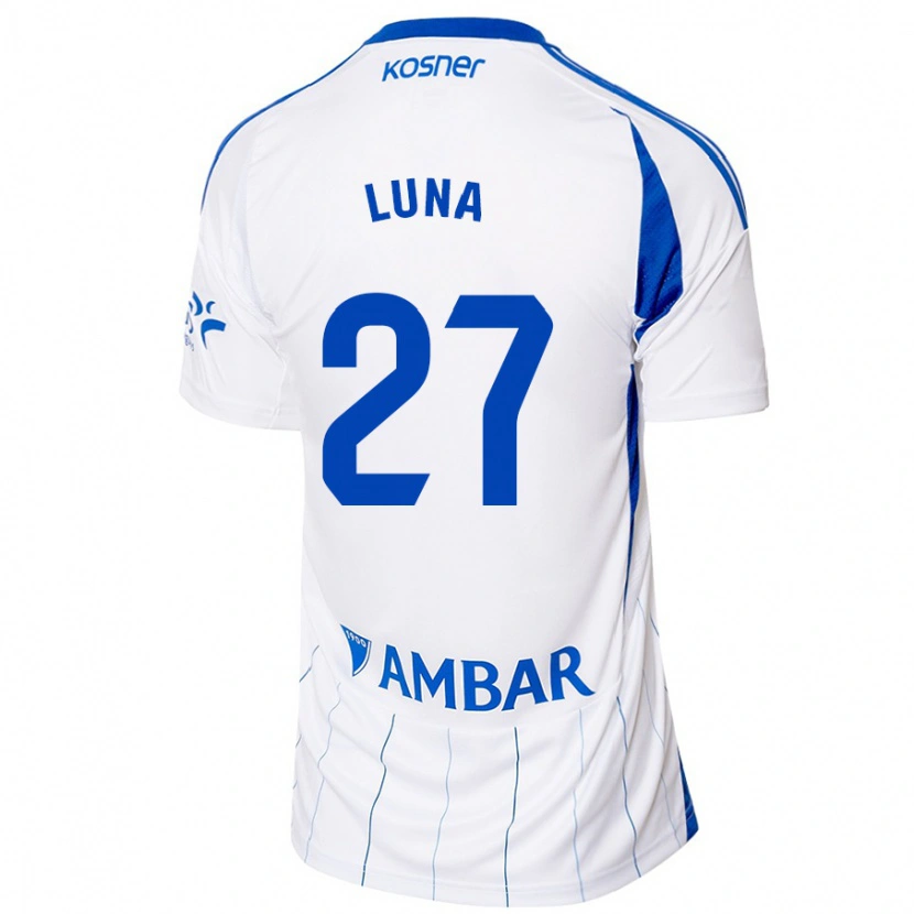 Danxen Enfant Maillot Marcos Luna #27 Rouge Blanc Tenues Domicile 2024/25 T-Shirt