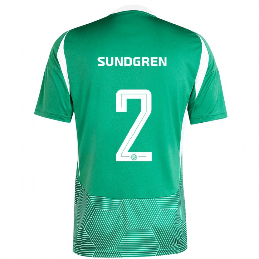 Danxen Enfant Maillot Daniel Sundgren #2 Vert Blanc Tenues Domicile 2024/25 T-Shirt