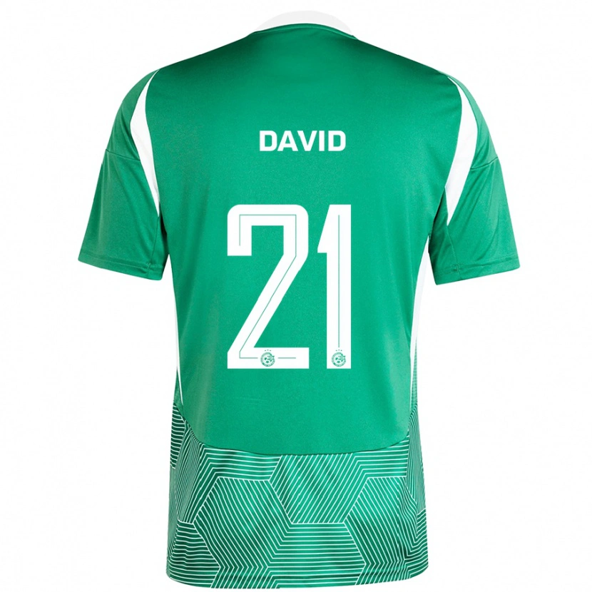 Danxen Enfant Maillot Dean David #21 Vert Blanc Tenues Domicile 2024/25 T-Shirt