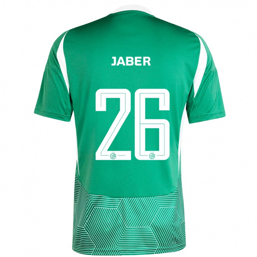 Danxen Enfant Maillot Mahmoud Jaber #26 Vert Blanc Tenues Domicile 2024/25 T-Shirt