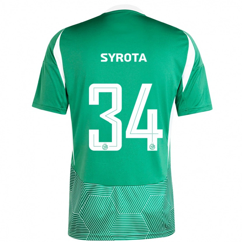 Danxen Enfant Maillot Oleksandr Syrota #34 Vert Blanc Tenues Domicile 2024/25 T-Shirt