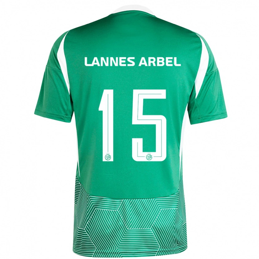 Danxen Enfant Maillot Tomer Lannes Arbel #15 Vert Blanc Tenues Domicile 2024/25 T-Shirt