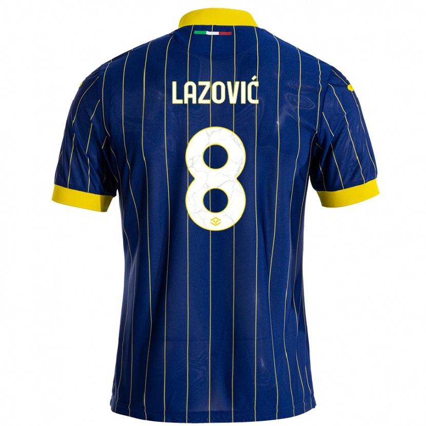 Danxen Enfant Maillot Darko Lazović #8 Bleu Jaune Tenues Domicile 2024/25 T-Shirt