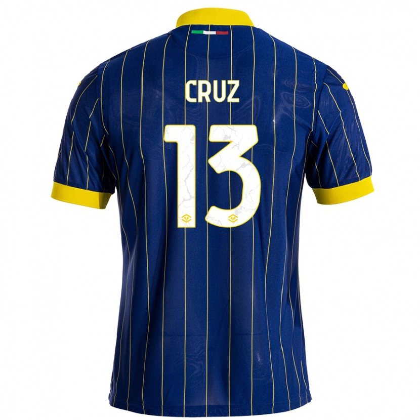 Danxen Enfant Maillot Juan Manuel Cruz #13 Bleu Jaune Tenues Domicile 2024/25 T-Shirt