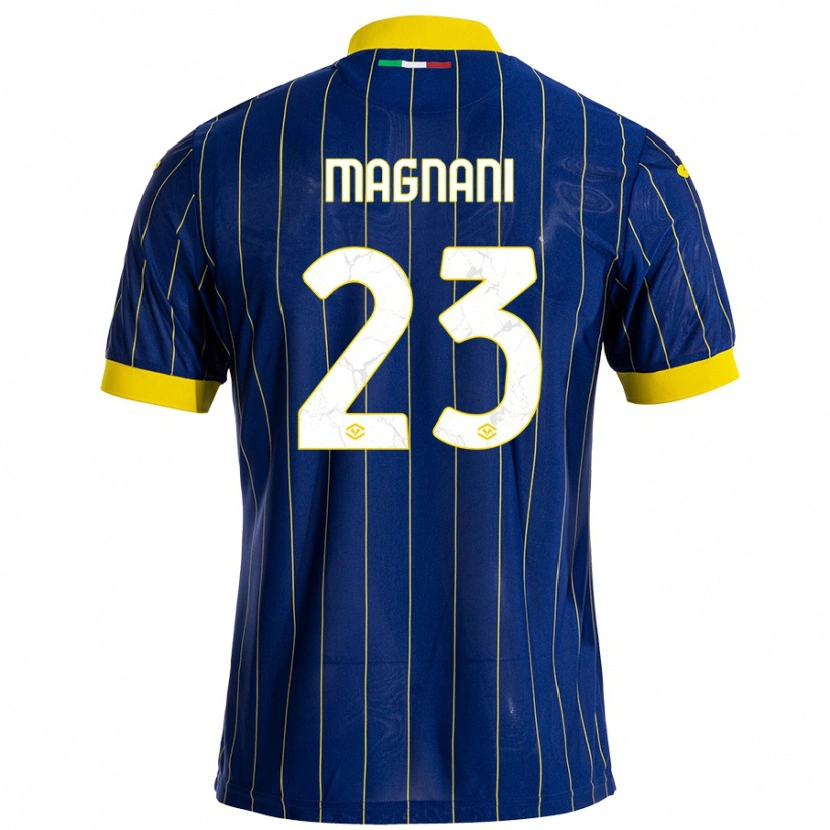 Danxen Enfant Maillot Giangiacomo Magnani #23 Bleu Jaune Tenues Domicile 2024/25 T-Shirt