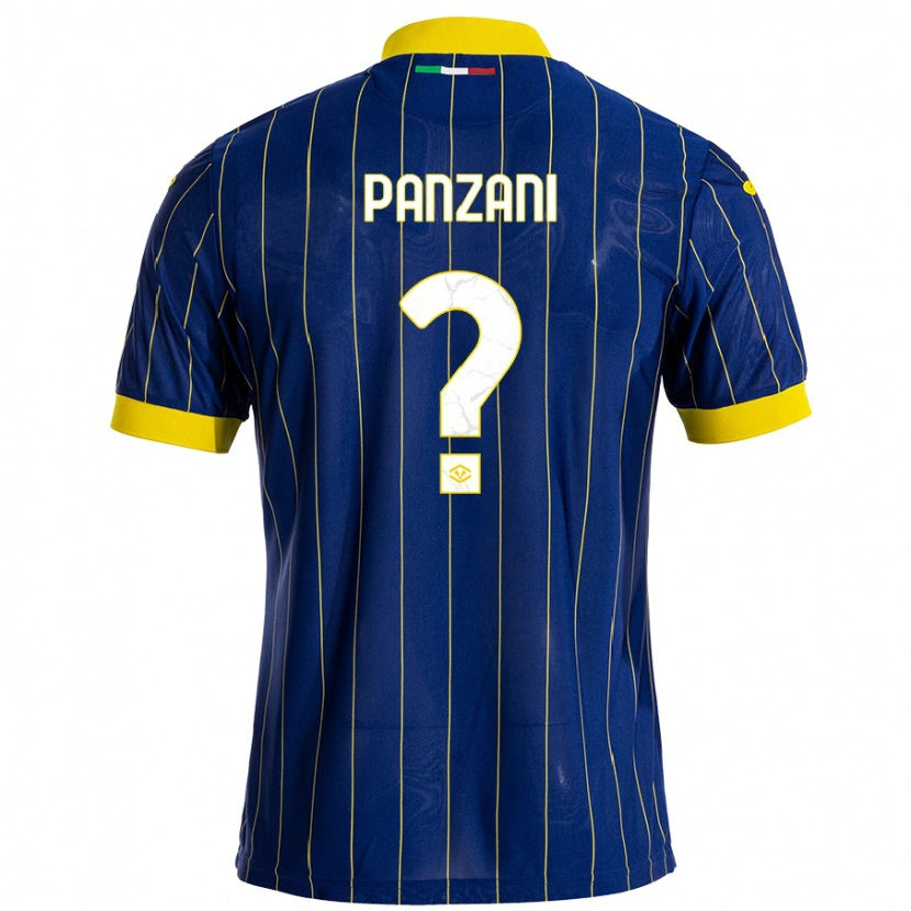 Danxen Enfant Maillot Marco Panzani #0 Bleu Jaune Tenues Domicile 2024/25 T-Shirt