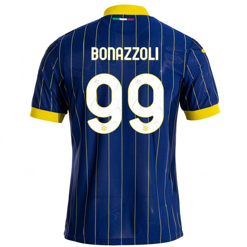 Danxen Enfant Maillot Federico Bonazzoli #99 Bleu Jaune Tenues Domicile 2024/25 T-Shirt