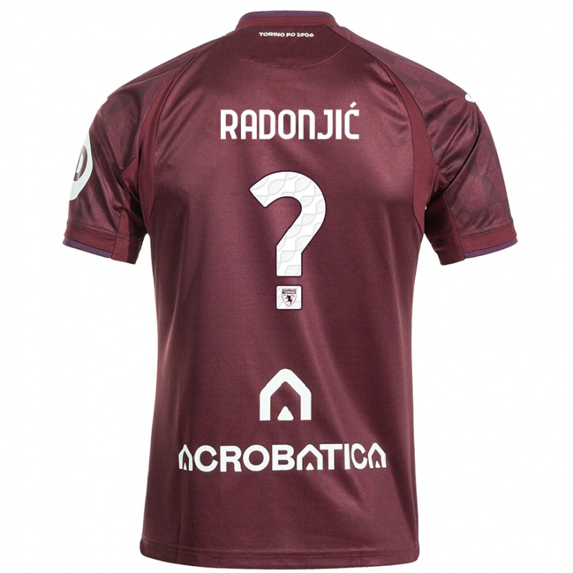 Danxen Enfant Maillot Nemanja Radonjic #0 Bordeaux Blanc Tenues Domicile 2024/25 T-Shirt