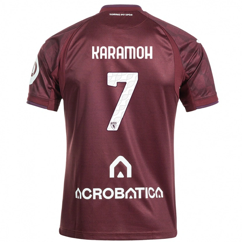 Danxen Enfant Maillot Yann Karamoh #7 Bordeaux Blanc Tenues Domicile 2024/25 T-Shirt